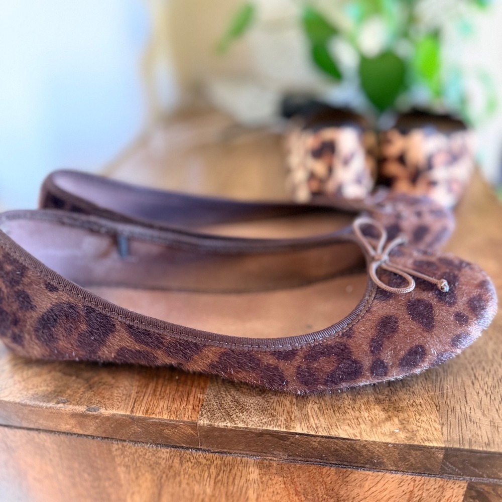 Old Navy Ballet Flats Womens 8 Brown Leopard Print Bundle 2 Pairs Bow Accents - Picture 11 of 15